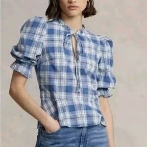 Polo Ralph Lauren Cassie Plaid Top Blouse